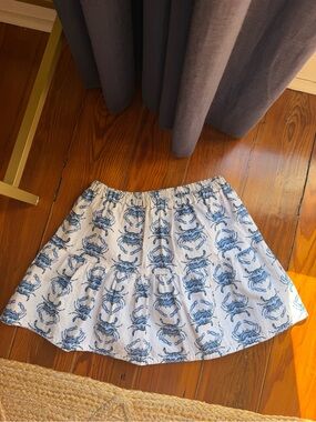 Small Habit Blue Crab-Print Mini Skirt